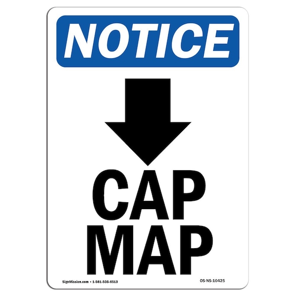 Safety Sign, OSHA Notice, 5" Height, Cap Mag (Down Arrow) Sign With Symbol, Portrait, 10PK